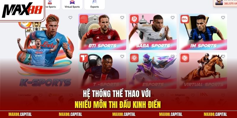 Hệ thống thể thao với nhiều môn thi đấu kinh điển